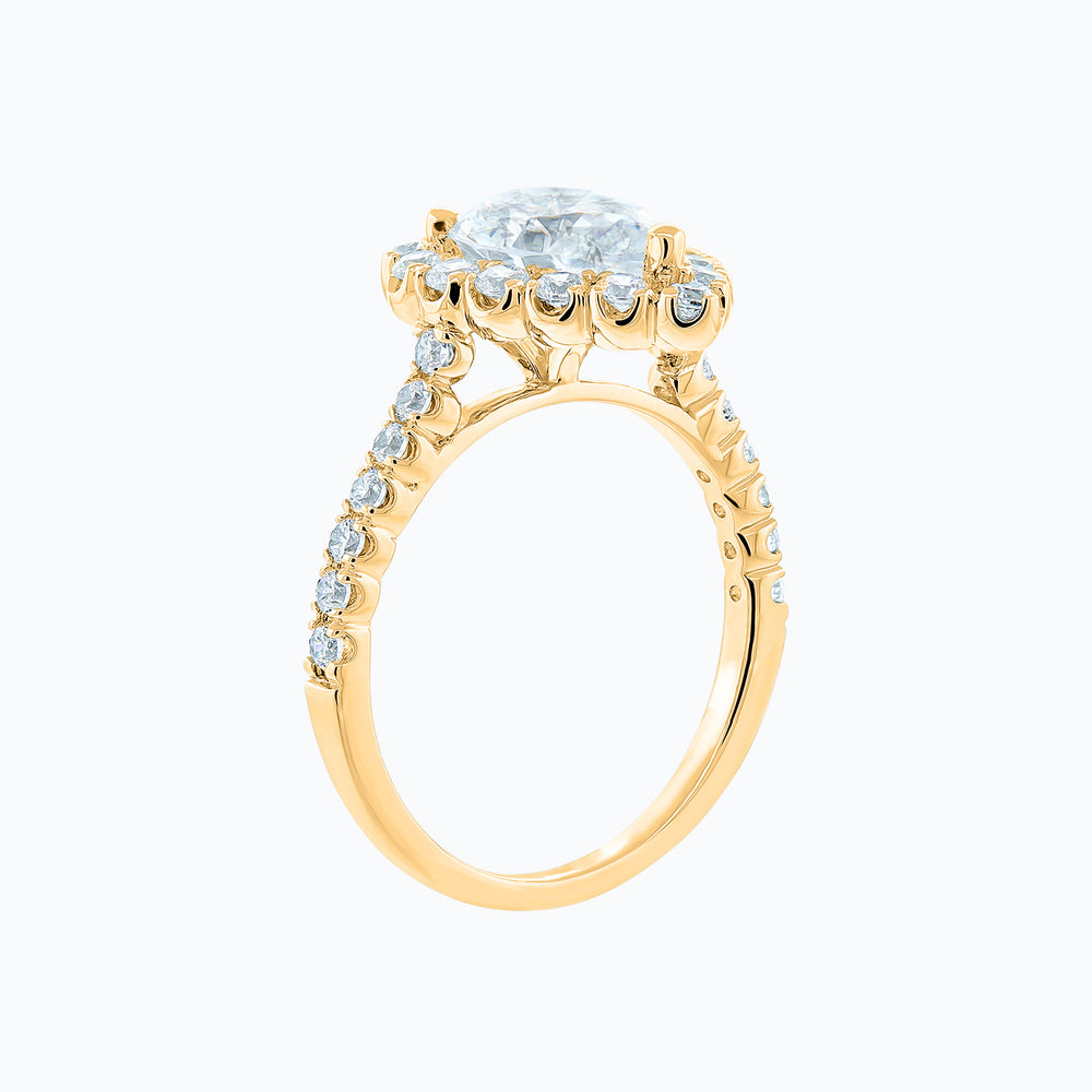 
          
          Load image into Gallery viewer, Nigella Lab Created Diamond Pear Halo Pave Diamonds Yellow Gold Ring
          
          