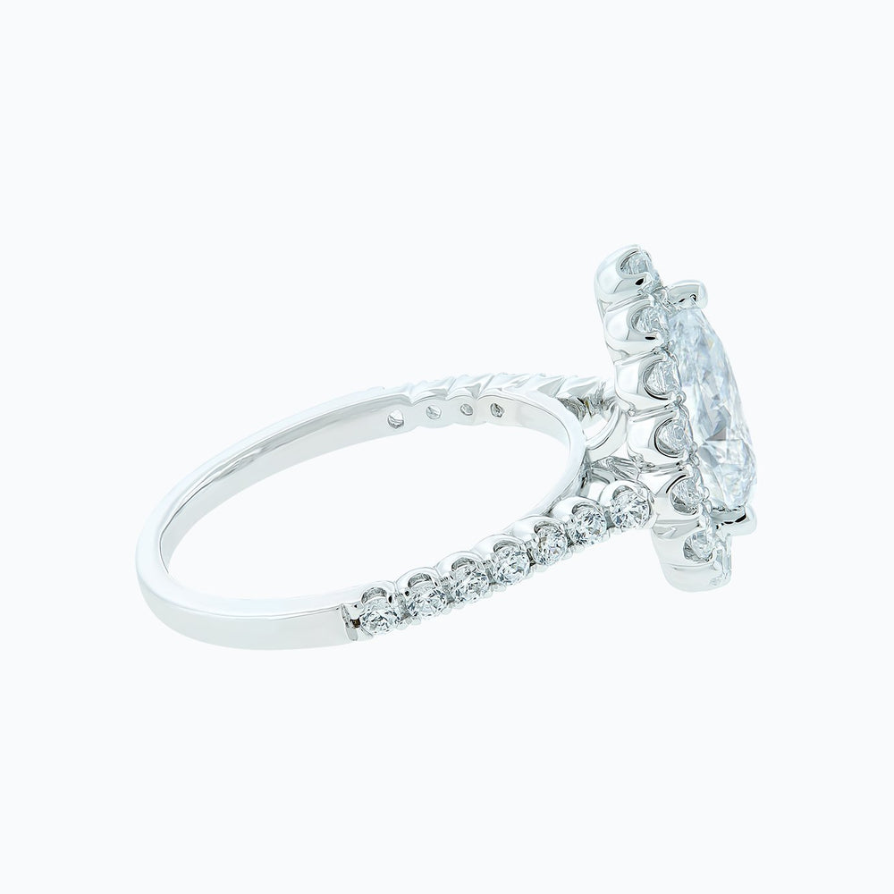 
          
          Load image into Gallery viewer, Nigella Lab Created Diamond Pear Halo Pave Diamonds Platinum Ring
          
          