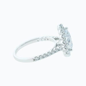 
          
          Load image into Gallery viewer, 1.50ct Nigella Moissanite Pear Halo Pave Diamonds 18k White Gold Ring
          
          