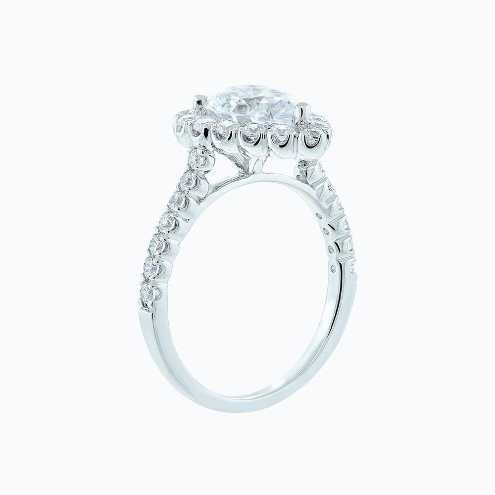 
          
          Load image into Gallery viewer, 1.00ct Nigella Lab Created Diamond Pear Halo Pave Diamonds 18k White Gold Ring
          
          