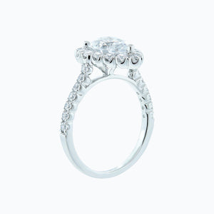 
          
          Load image into Gallery viewer, 2.10ct Nigella Moissanite Pear Halo Pave Diamonds 18k White Gold Ring
          
          