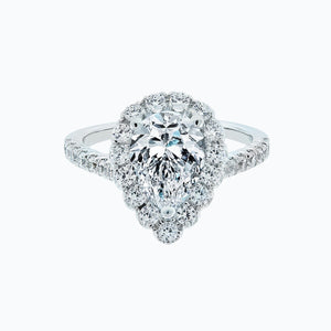 
          
          Load image into Gallery viewer, 1.00ct Nigella Lab Created Diamond Pear Halo Pave Diamonds 18k White Gold Ring
          
          