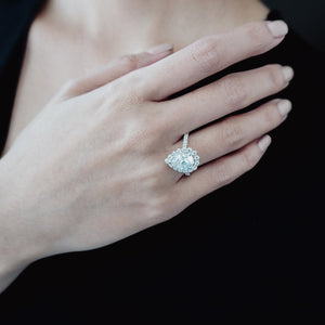 
          
          Load image into Gallery viewer, 2.00ct Nigella Lab Created Diamond Pear Halo Pave Diamonds 18k White Gold Ring
          
          