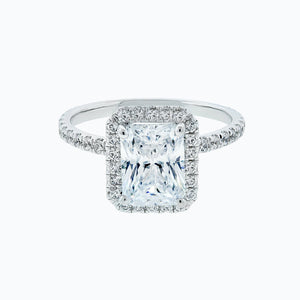 
          
          Load image into Gallery viewer, 1.50ct Nonee Lab Created  Diamond Radiant Halo Pave Diamonds 18k White Gold Ring
          
          