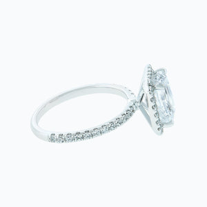 
          
          Load image into Gallery viewer, Nonee Moissanite Radiant Halo Pave Pave Diamonds 18k White Gold Ring In Stock
          
          