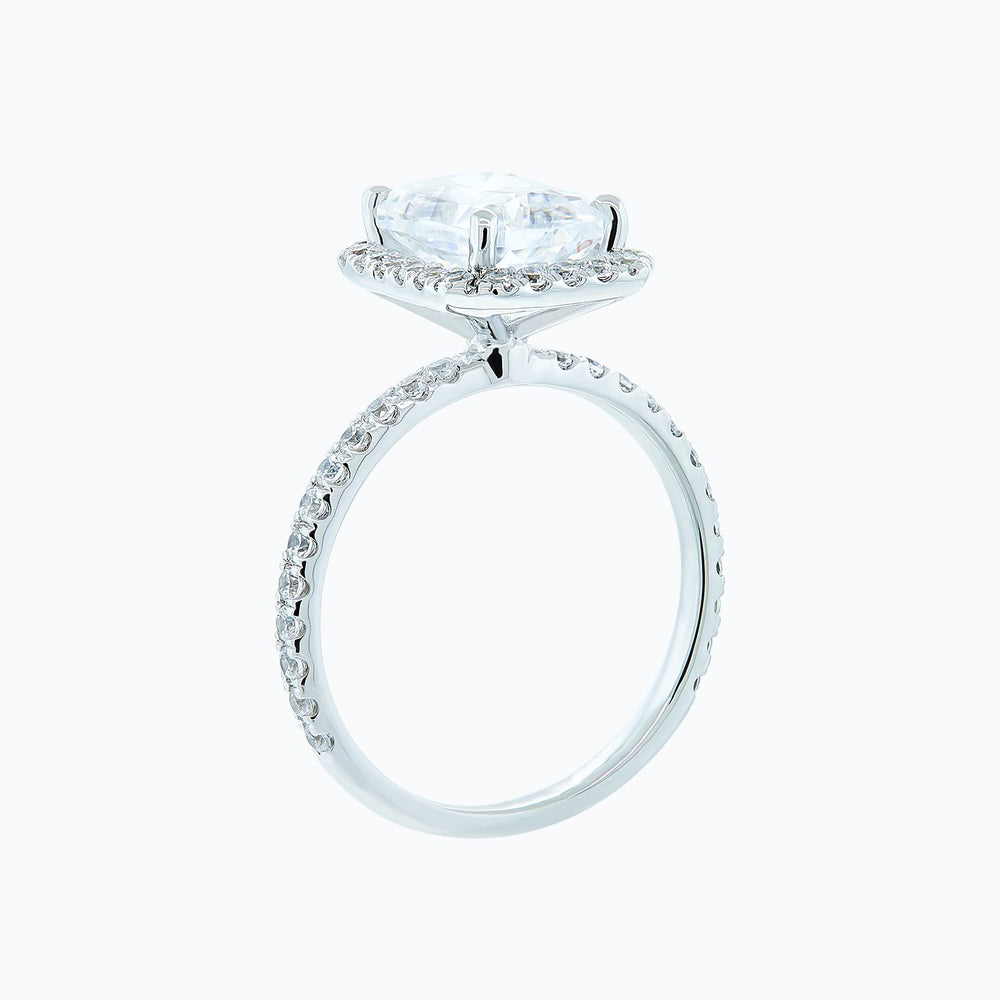 
          
          Load image into Gallery viewer, 1.20ct Nonee Moissanite Radiant Halo Pave Pave Diamonds 18k White Gold Ring
          
          
