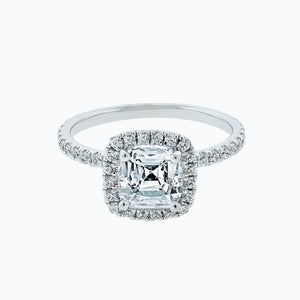 
          
          Load image into Gallery viewer, Novella Cushion Halo Pave Diamonds Ring 14K White Gold
          
          