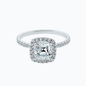 
          
          Load image into Gallery viewer, 3.00ct Novella Lab Created Diamond Cushion Halo Pave Diamonds 18k White Gold Ring
          
          