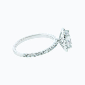 
          
          Load image into Gallery viewer, 2.40ct Novella Moissanite Cushion Halo Pave Diamonds 18k White Gold Ring
          
          