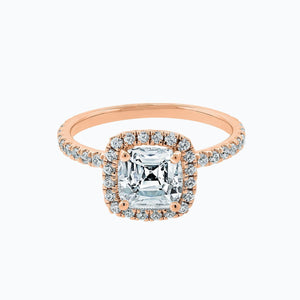 
          
          Load image into Gallery viewer, Novella Lab Created Diamond Cushion Halo Pave Diamonds Rose Gold Ring
          
          