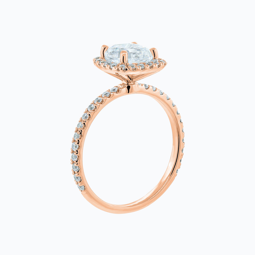 
          
          Load image into Gallery viewer, Novella Cushion Halo Pave Diamonds Ring 14K Rose Gold
          
          