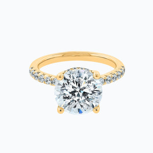 
          
          Load image into Gallery viewer, Amalia Moissanite Round Pave Diamonds Yellow Gold Ring
          
          