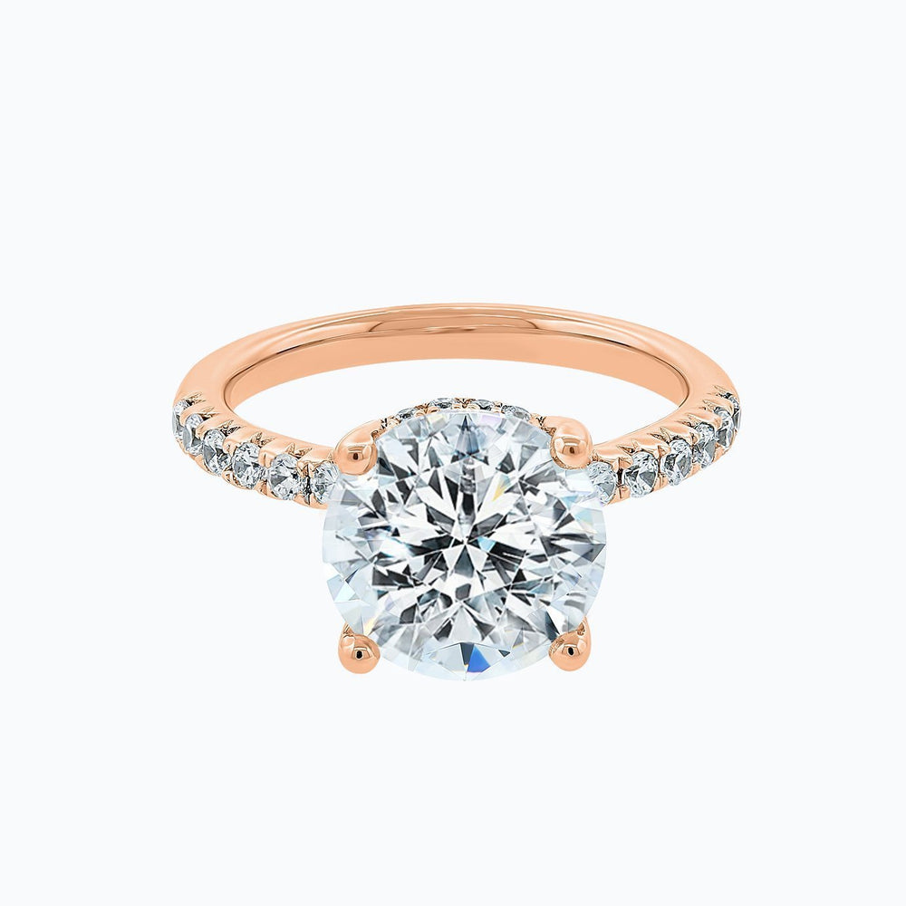 Amalia Lab Created Diamond Round Pave Diamonds Rose Gold Ring
