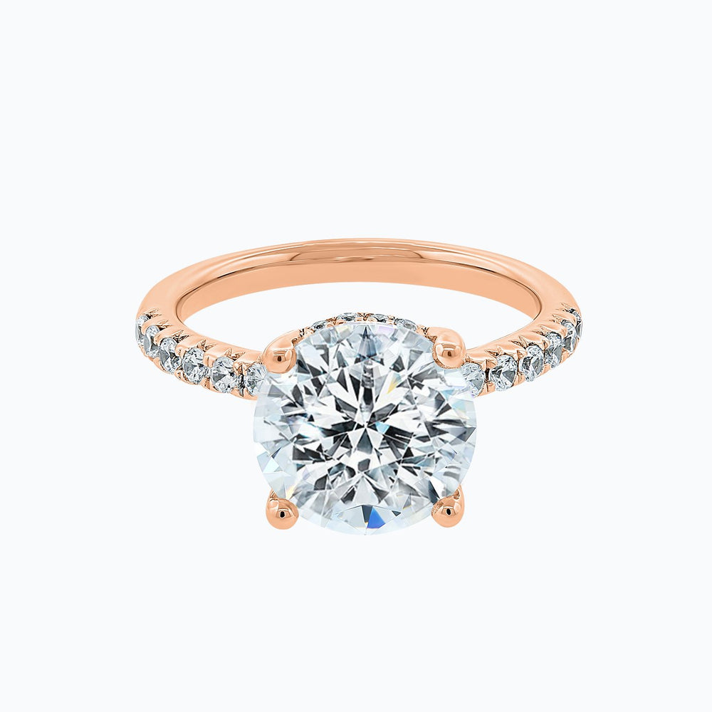 Amalia Moissanite Round Pave Diamonds Rose Gold Ring