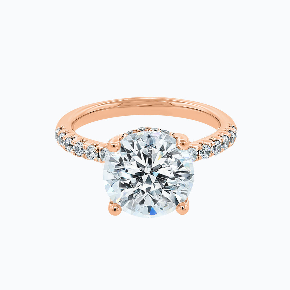 Amalia Round Pave Diamonds Ring 14K Rose Gold