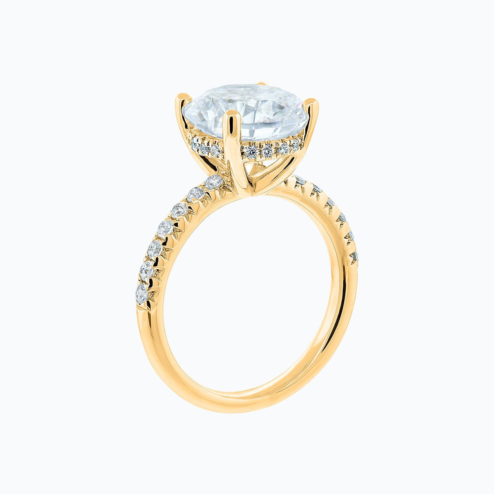 
          
          Load image into Gallery viewer, Amalia Moissanite Round Pave Diamonds Yellow Gold Ring
          
          