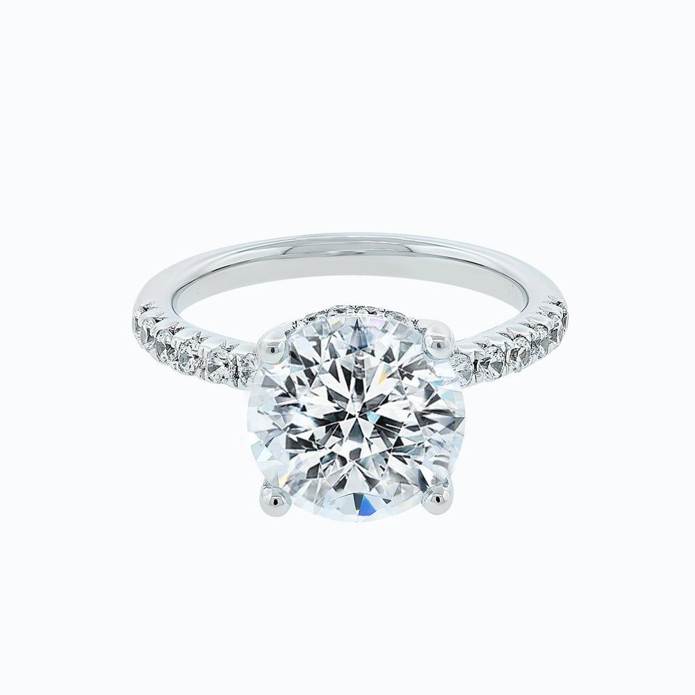 Amalia Round Pave Diamonds 18k White Gold Semi Mount Engagement Ring