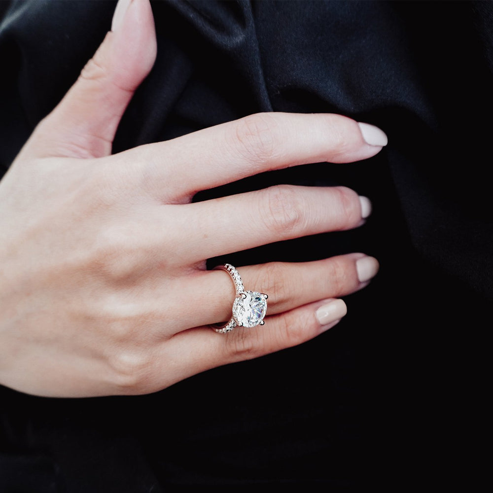 
          
          Load image into Gallery viewer, Amalia Lab Created Diamond Round Pave Diamonds White Gold Ring
          
          