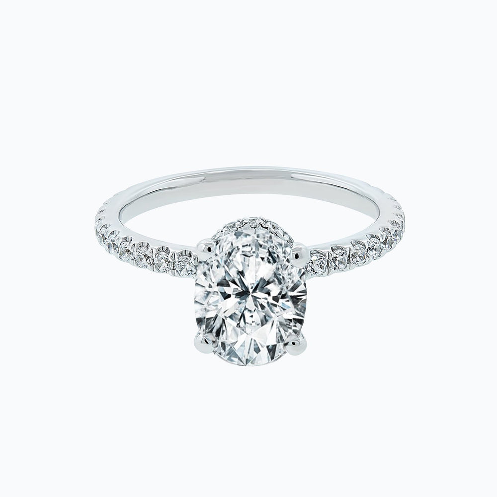 Alessia Moissanite Oval Pave Diamonds Platinum Ring