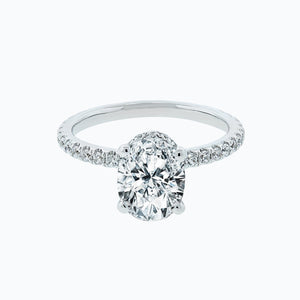 
          
          Load image into Gallery viewer, 0.90ct Alessia Moissanite Oval Pave Diamonds 18k White Gold Ring
          
          