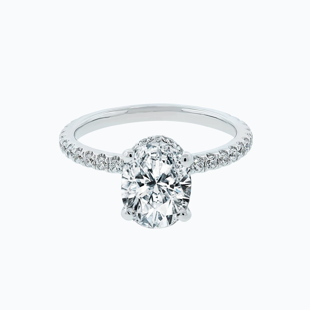 Alessia Oval Pave Diamonds 18k White Gold Semi Mount Engagement Ring