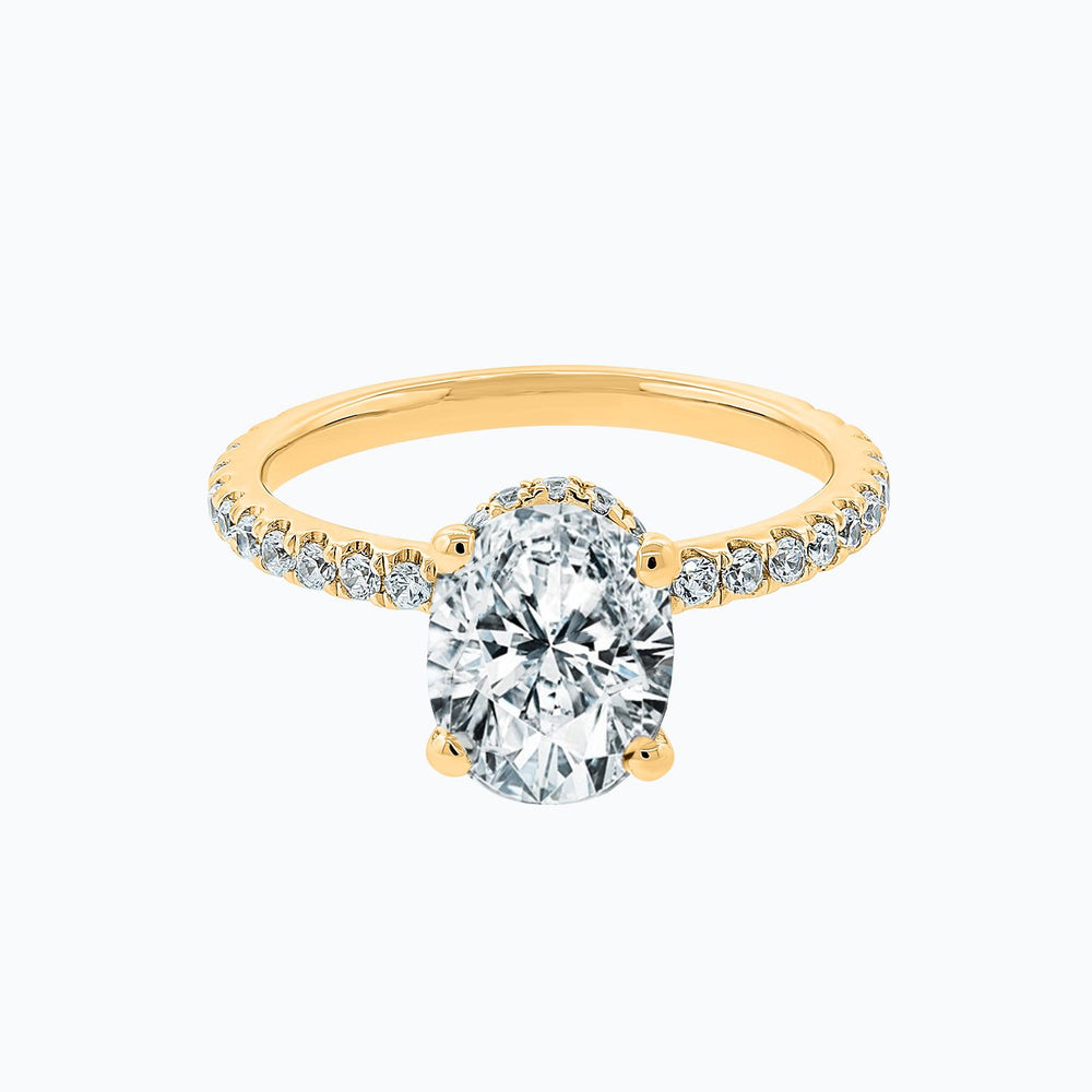 Alessia Oval Pave Diamonds Ring 18K Yellow Gold