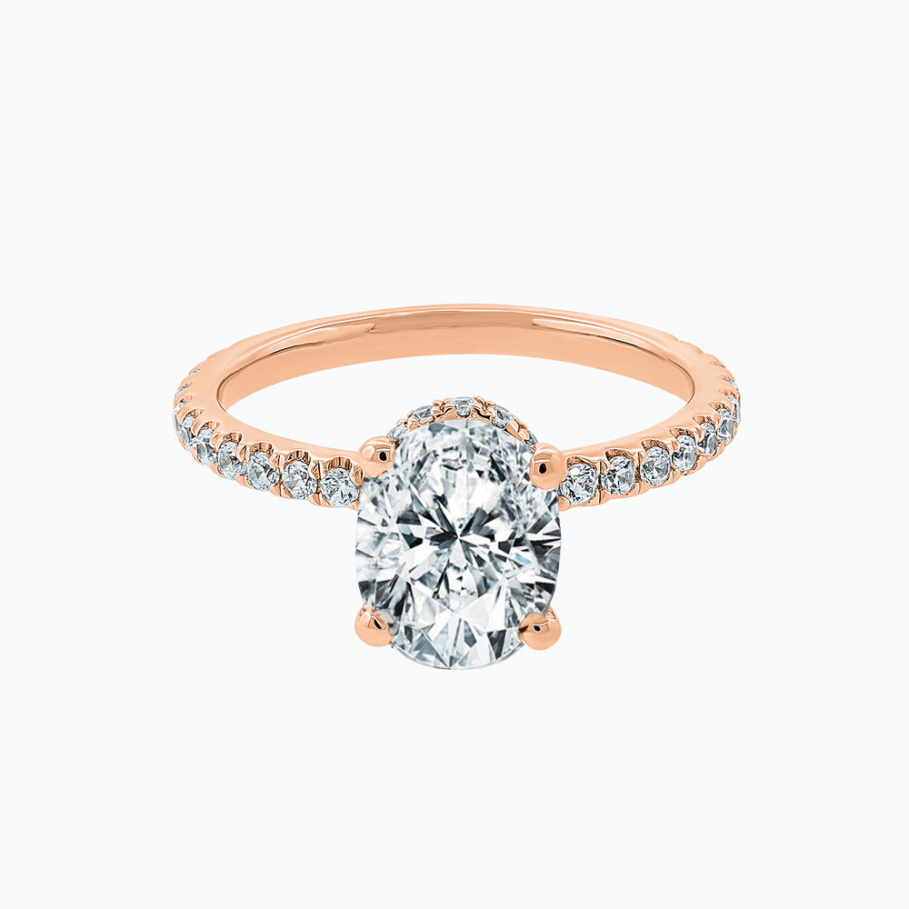 Alessia Oval Pave Diamonds Ring 14K Rose Gold