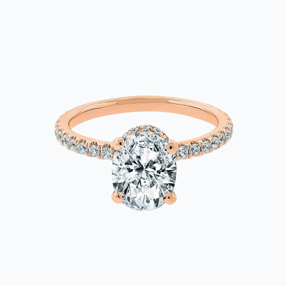 Alessia Lab Created Diamond Oval Pave Diamonds Rose Gold Ring