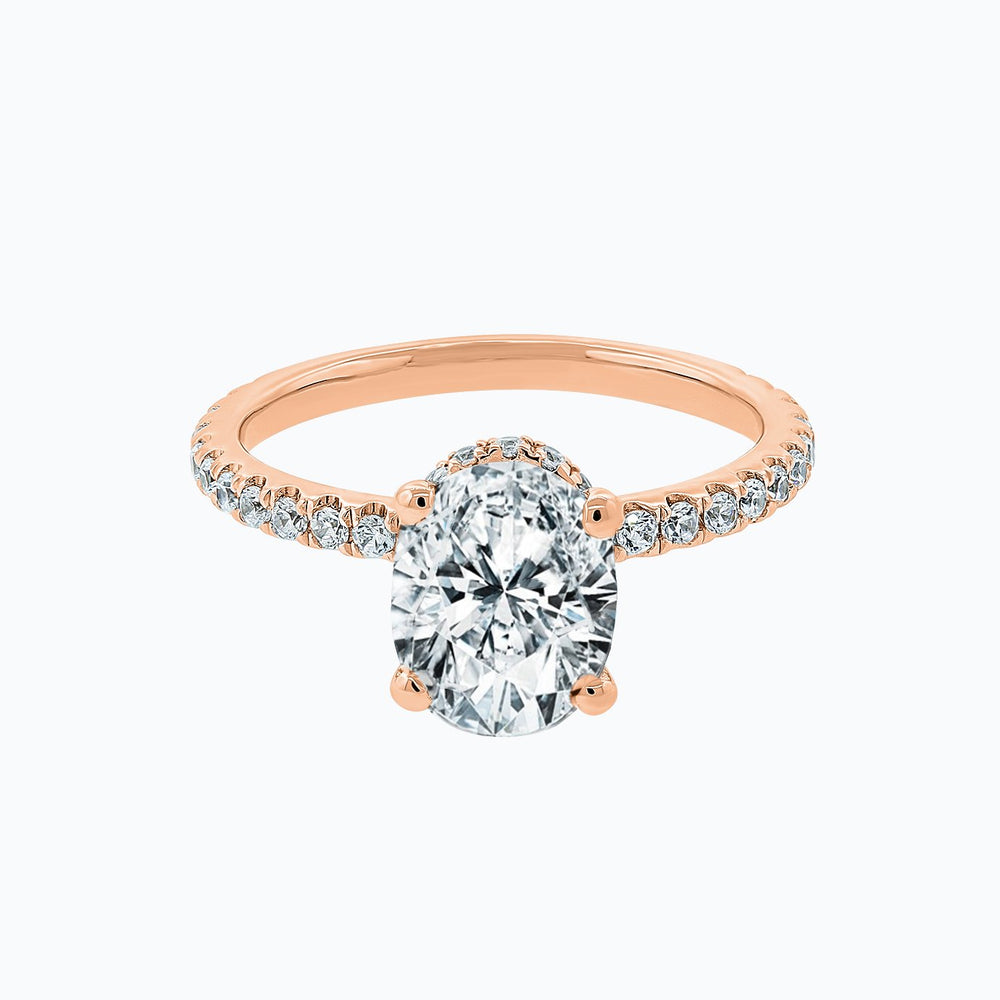 Alessia Oval Pave Diamonds Ring 18K Rose Gold
