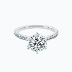 
          
          Load image into Gallery viewer, 1.50ct Agata Lab Diamond Round Pave Diamonds 18k White Gold Ring
          
          