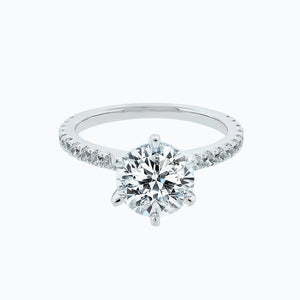 
          
          Load image into Gallery viewer, 2.70ct Agata Moissanite Round Pave Diamonds 18k White Gold Ring
          
          