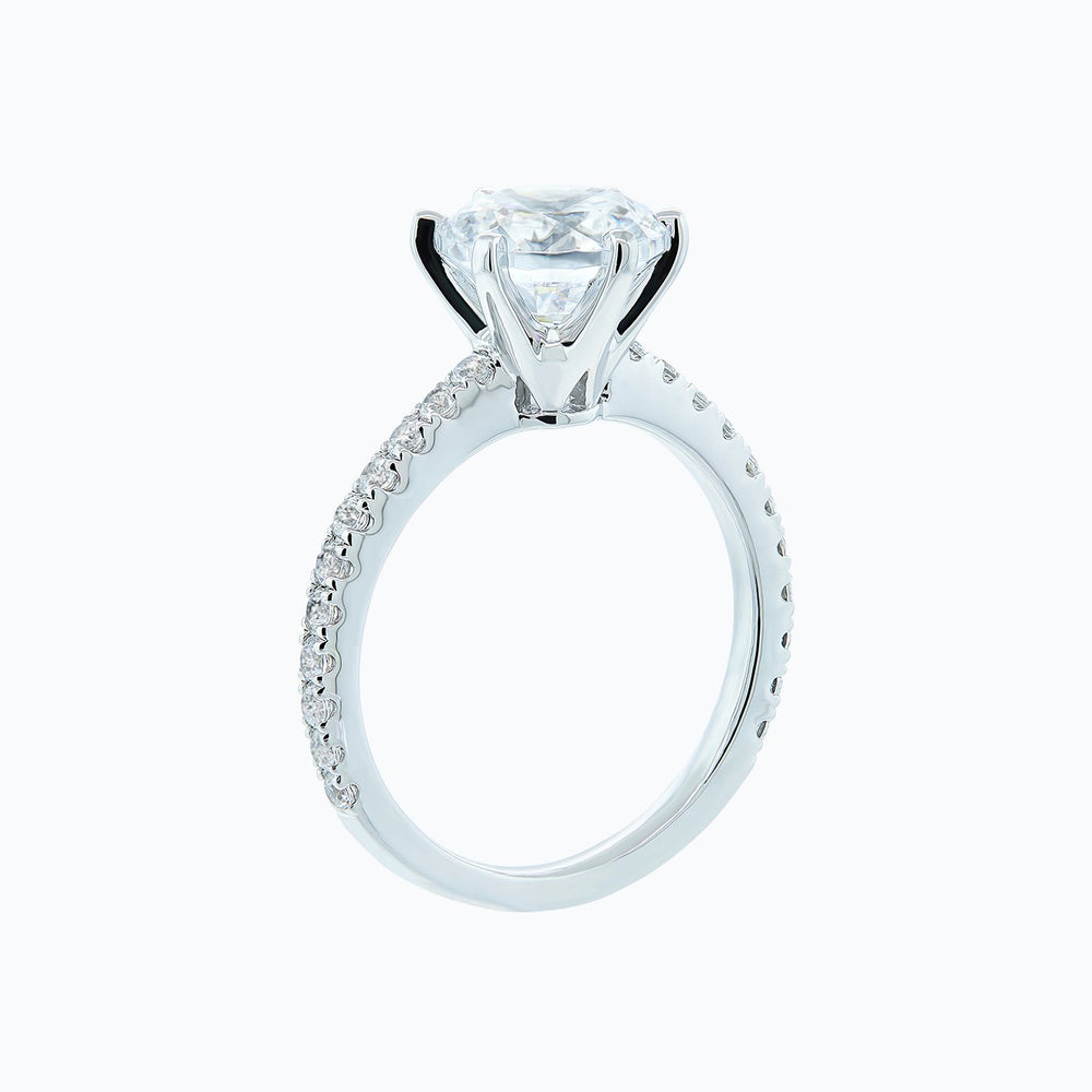 
          
          Load image into Gallery viewer, 1.20ct Agata Moissanite Round Pave Diamonds 18k White Gold Ring
          
          