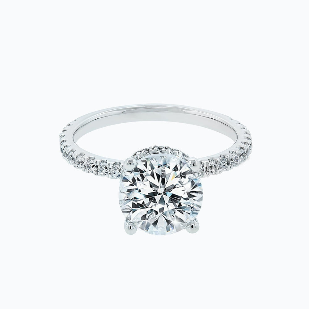 Adeline Round Pave Diamonds 18k White Gold Semi Mount Engagement Ring
