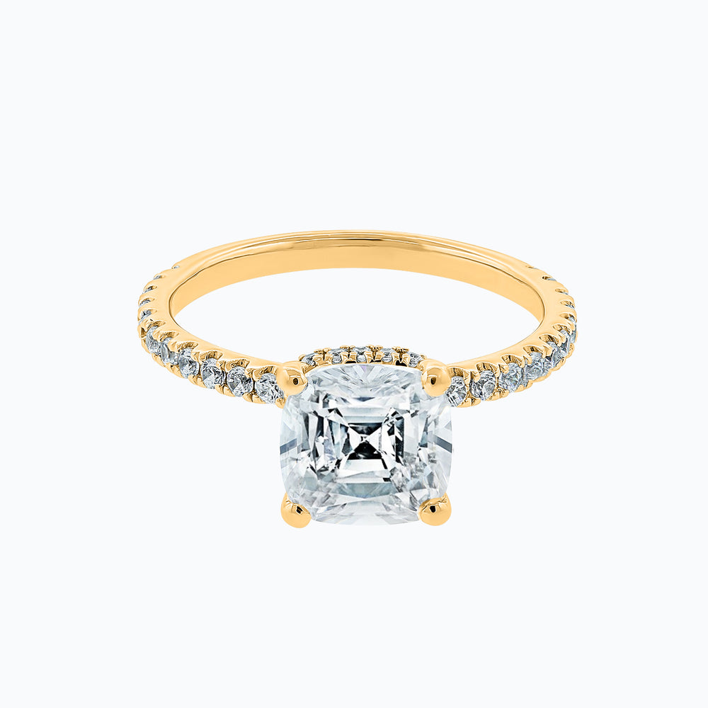 Adalia Cushion Pave Diamonds Ring 14K Yellow Gold