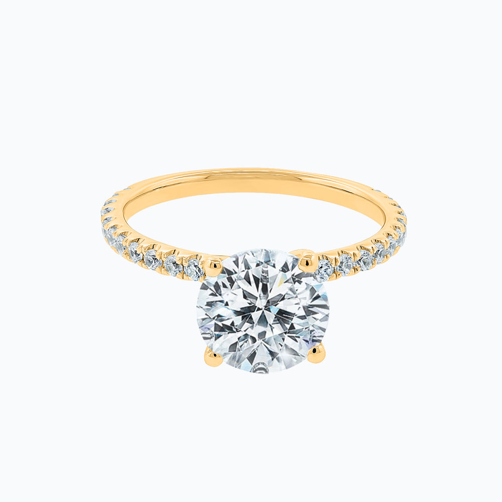 Ariel Round Pave Diamonds Ring 14K Yellow Gold