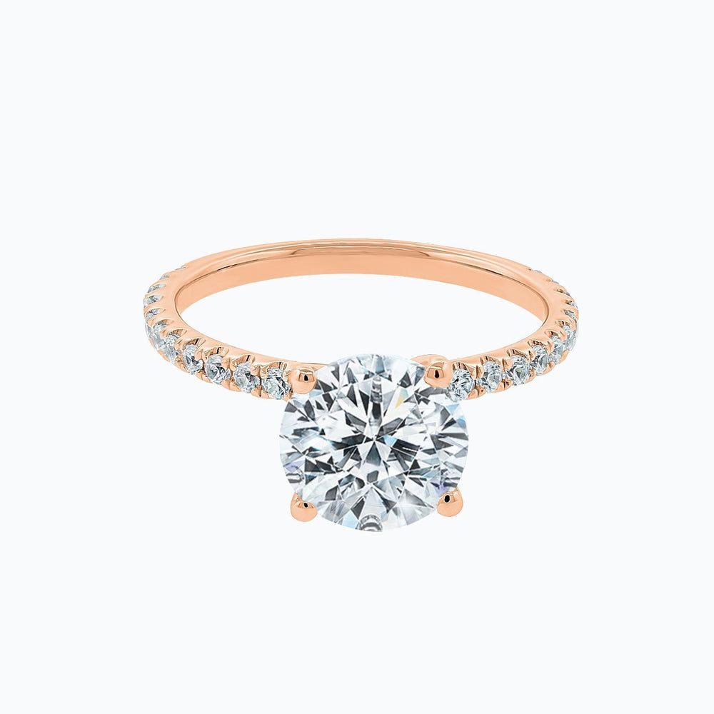 Ariel Lab Created Diamond Round Pave Diamonds Rose Gold Ring