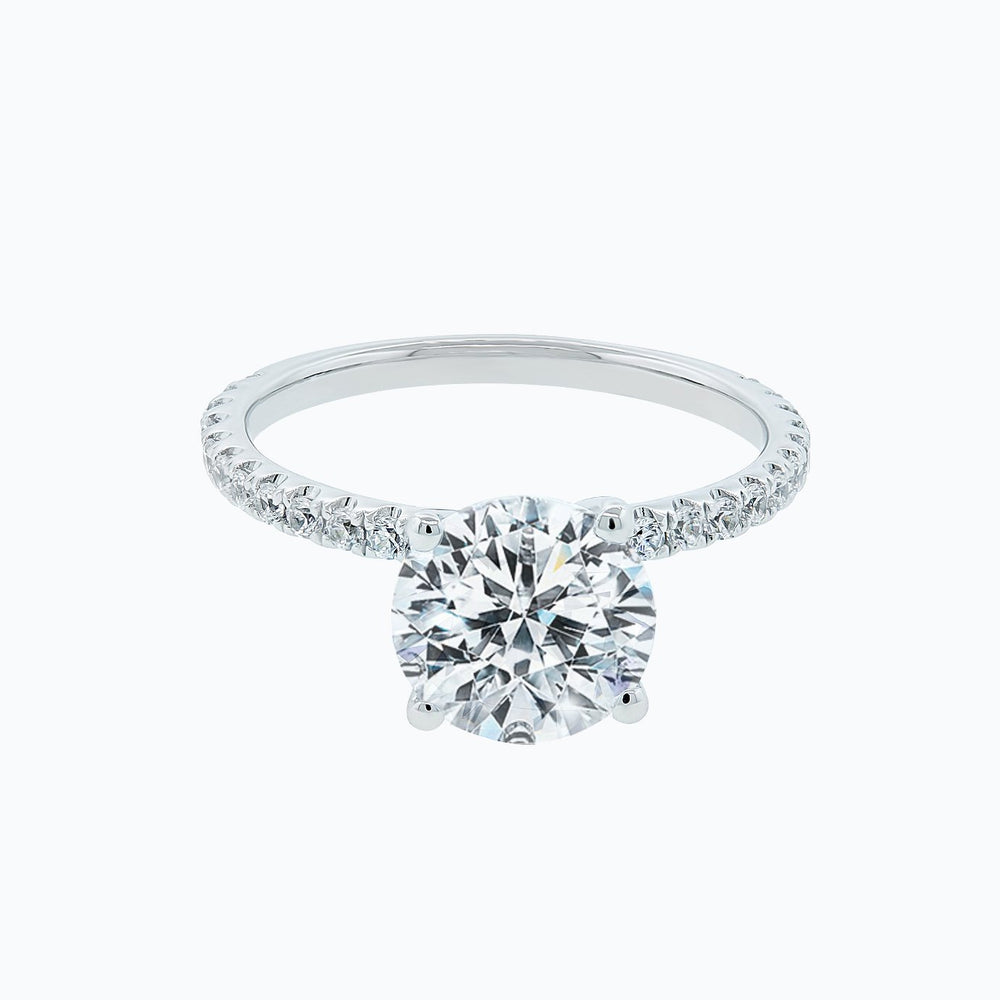 Ariel Round Pave Diamonds 18k White Gold Semi Mount Engagement Ring