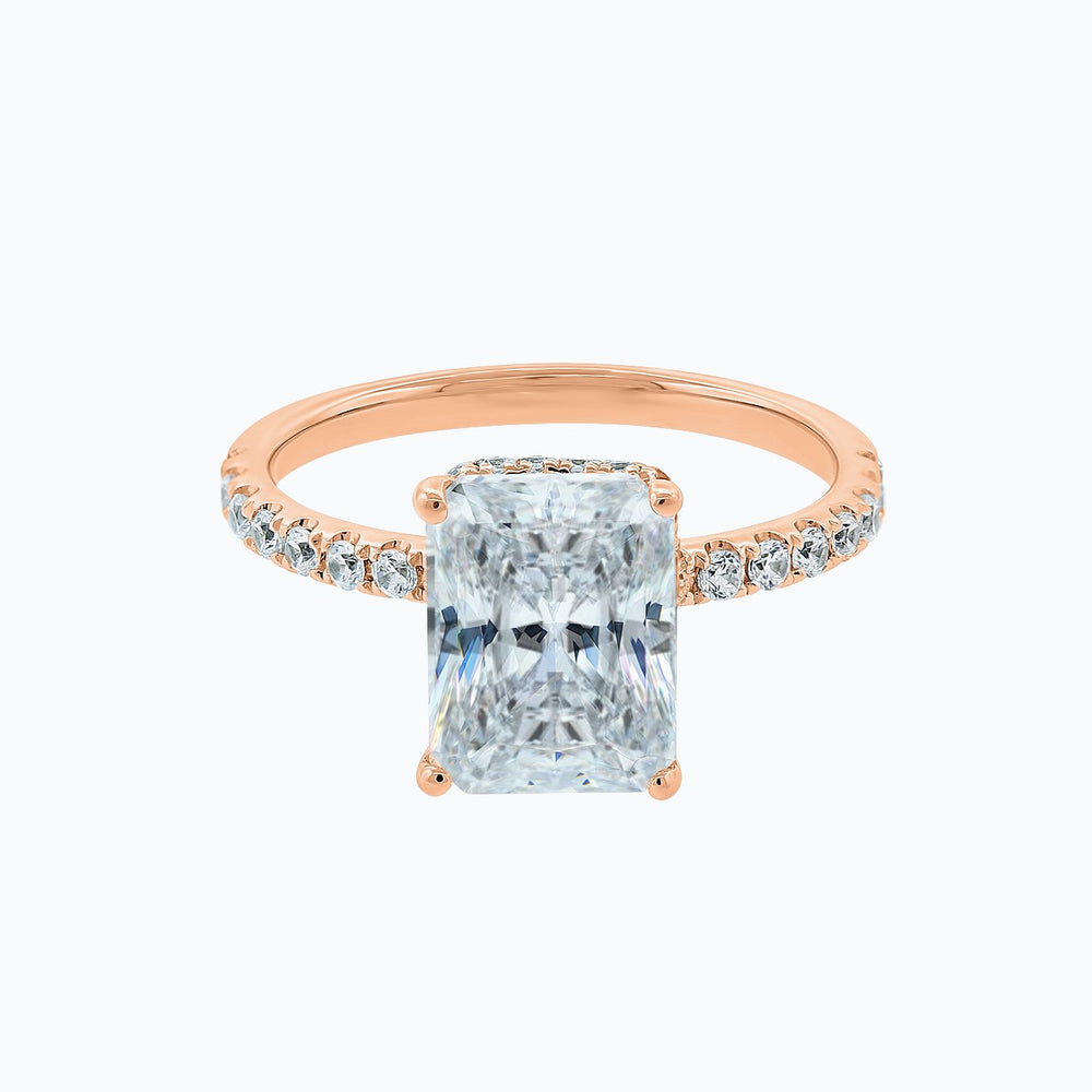 Elina Moissanite Radiant Pave Diamonds Rose Gold Ring
