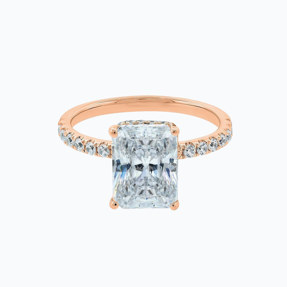 Elina Lab Created Diamond Radiant Pave Diamonds Rose Gold Ring