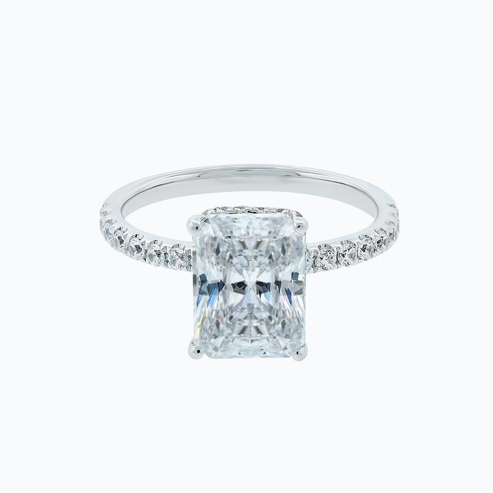2.00ct Elina Lab Created Diamond Radiant Pave Diamonds 18k White Gold Ring