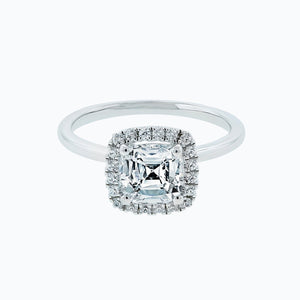 
          
          Load image into Gallery viewer, Linda Moissanite Cushion Diamonds Halo White Gold Ring
          
          