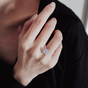 
          
          Load image into Gallery viewer, Linda Cushion Diamonds Halo 18k White Gold Semi Mount Engagement Ring
          
          