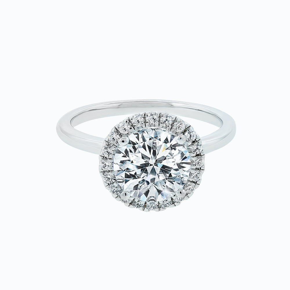 1.90ct Linn Moissanite Round Diamonds Halo Solitaire 18k White Gold Ring